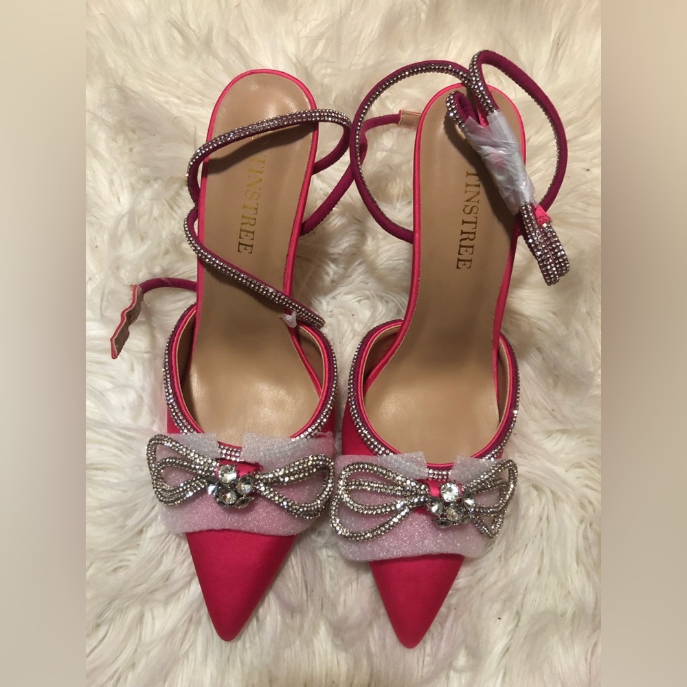 Tinstree Women's High Heels Destiny Closed Toe Strappy Heels Sexy Rhinestone